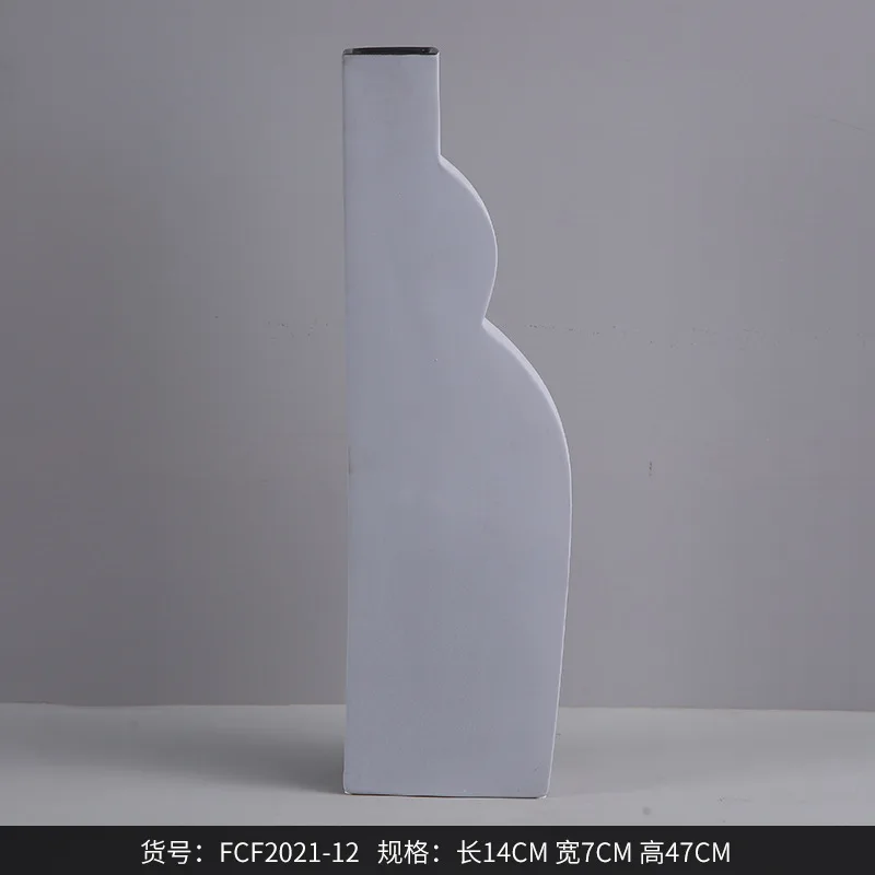 Morandi plat geometrisch keramiek groot vaasornament