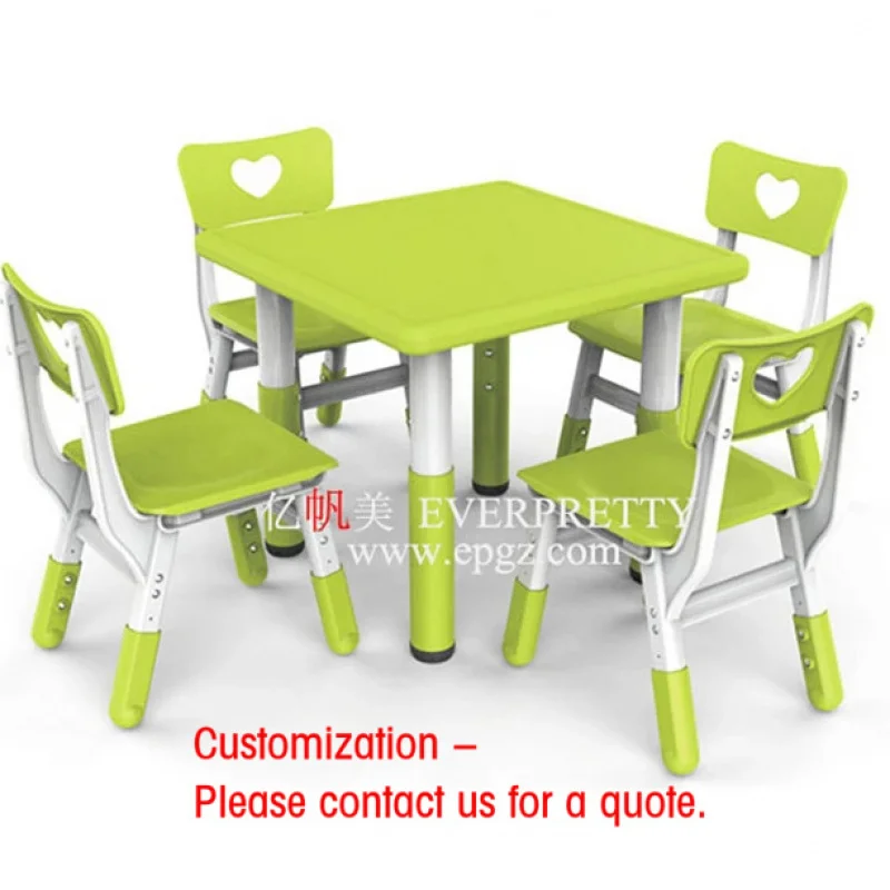 custom.Plastic Preschool Furniture Babies and Kids Square Table and Chairs Nursery