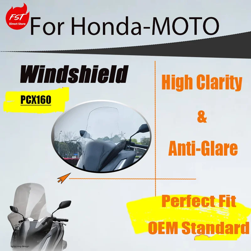 Precision Designed Tall Wind Screen Compatible with 2025 Honda PCX160, Reliable All-Weather Protection Accessory
