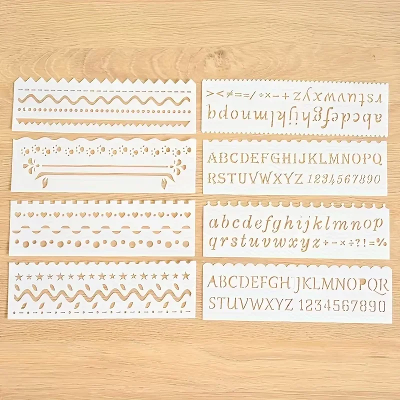 8-piece DIY letter layering template, coloring and embossing process, album decoration card making template image 2