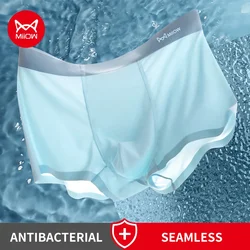 MiiOW Graphene Antibacterial Men's Underwear Ultra-thin Ice Silk Seamless Boxer Briefs Male 3Pcs Breathable Men's Panties Boxers