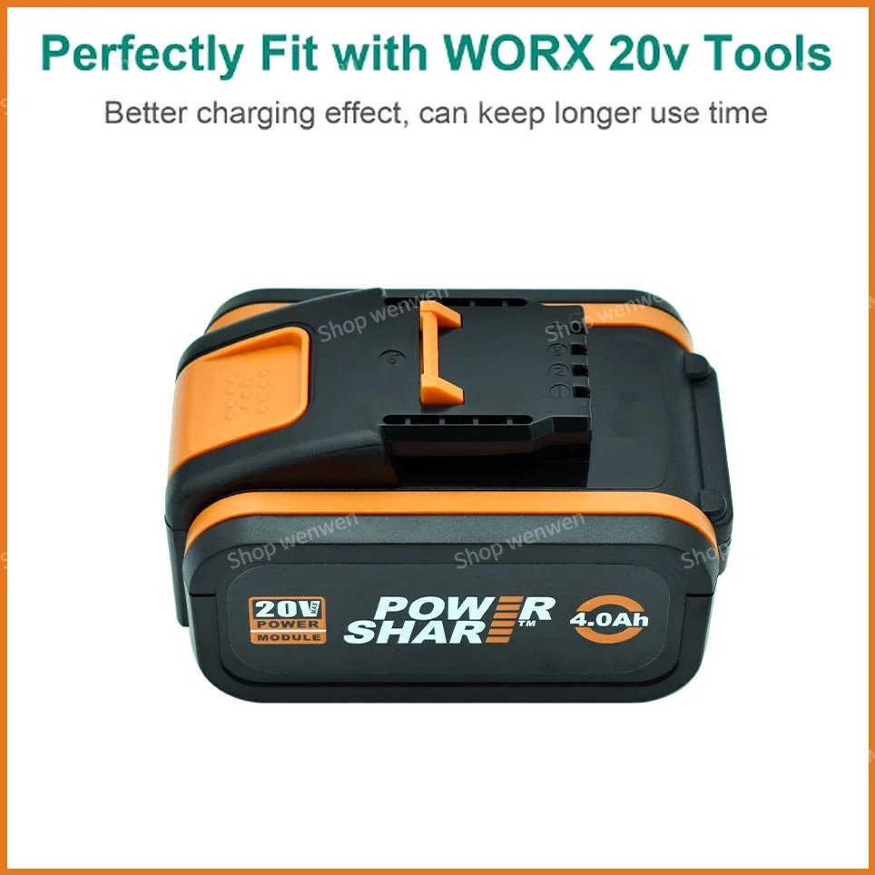 Worx Original 20V 4.0Ah Lithium battery Rechargeable WA3553 WA3551 WA3553.1 WA3570 for All WORX Electric and Garden Tools