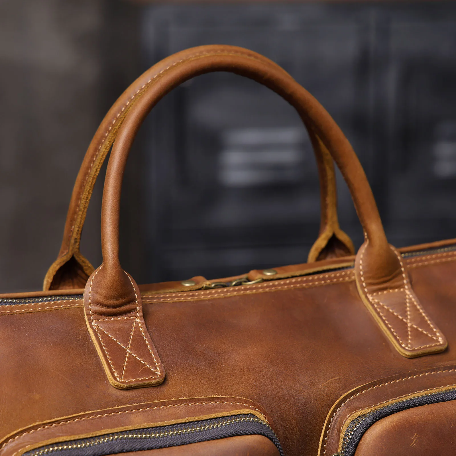 S.WORKER Premium Echtleder Business-Handtasche Vintage Herren Vollnarbenleder-Aktentasche für Geschäftsarbeit 16" Laptop-Tasche – Detail 15