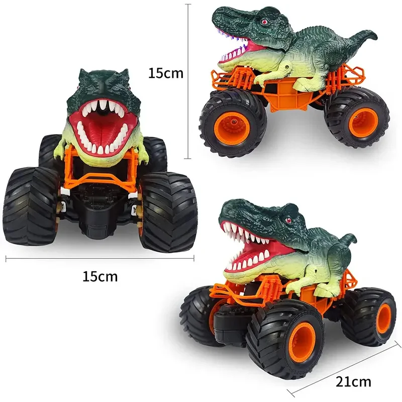 TOPMAYA Op afstand bestuurbare auto Kinderspeelgoed 2,4 GHz RC Auto Speelgoed Monster Dinosaurus Truck Met Licht Geluid Spray All Terrain RC
