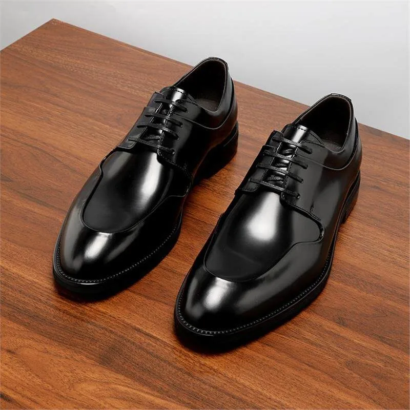 

British Style Men's Commuter Business Formal Leather Oxford Shoes Man Black Pointed Toe Genuine Leather Casual Dress Shoes