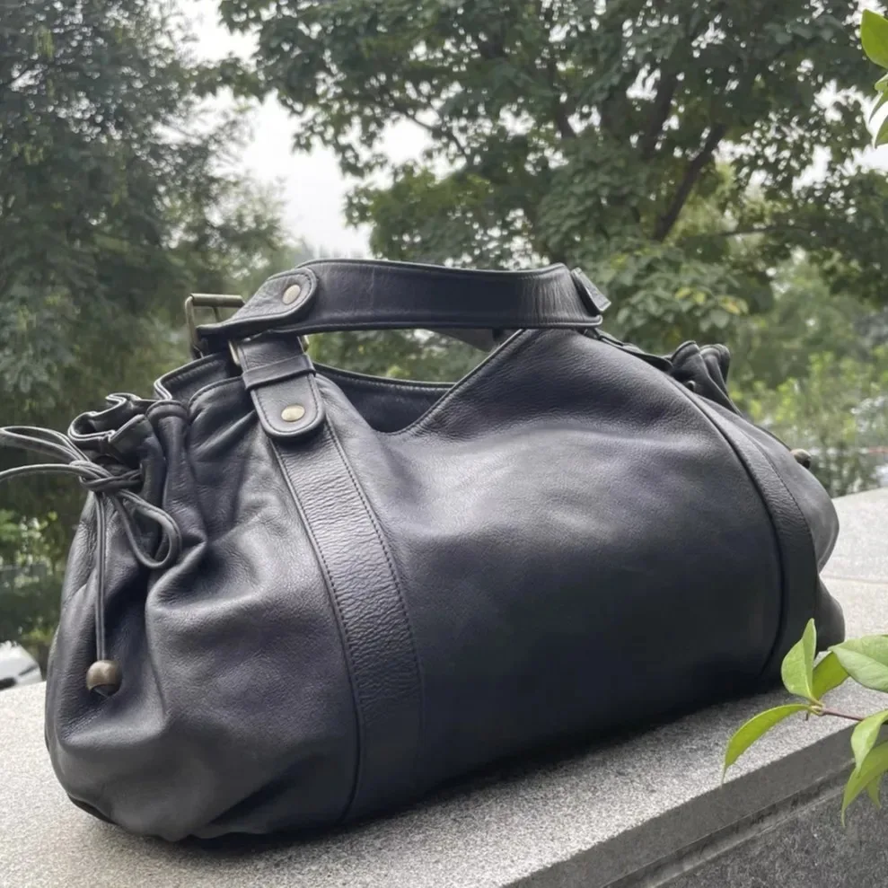 Tas Selempang Wanita Sederhana Tas Bahu Komuter Tas Boston Tas Kerja Serbaguna Bergaya Interior Poliester Lembut