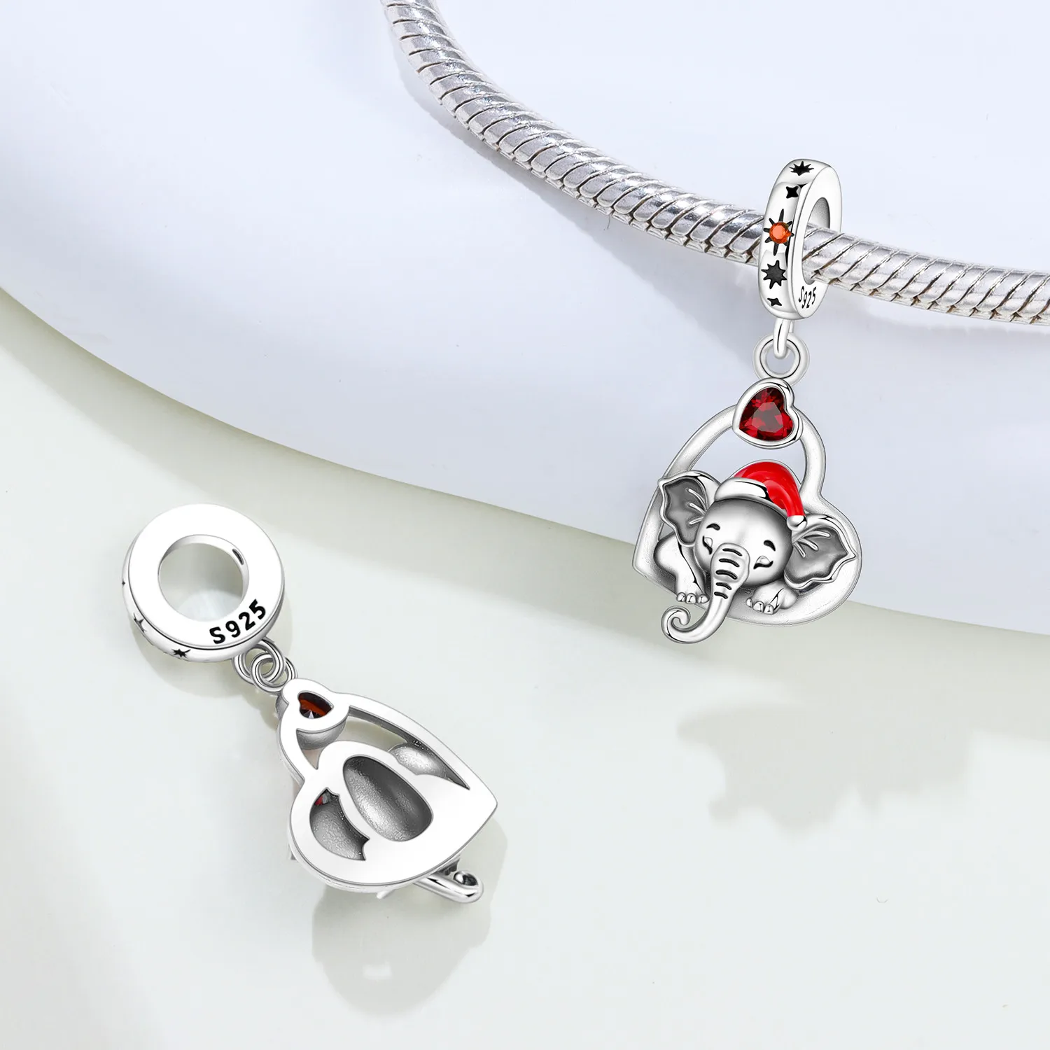 CYMYSS 925 Sterling Silver Charm Cute Animals Bead Elephant Pendant Fit Bracelets Necklace DIY Jewelry Making Party Gift