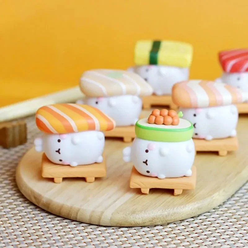 TOMY X Molangs Action Figures Toys Mo-Langs Rabbits Cute Sushi Series Anime Figures Collectible Dolls Kids Gifts