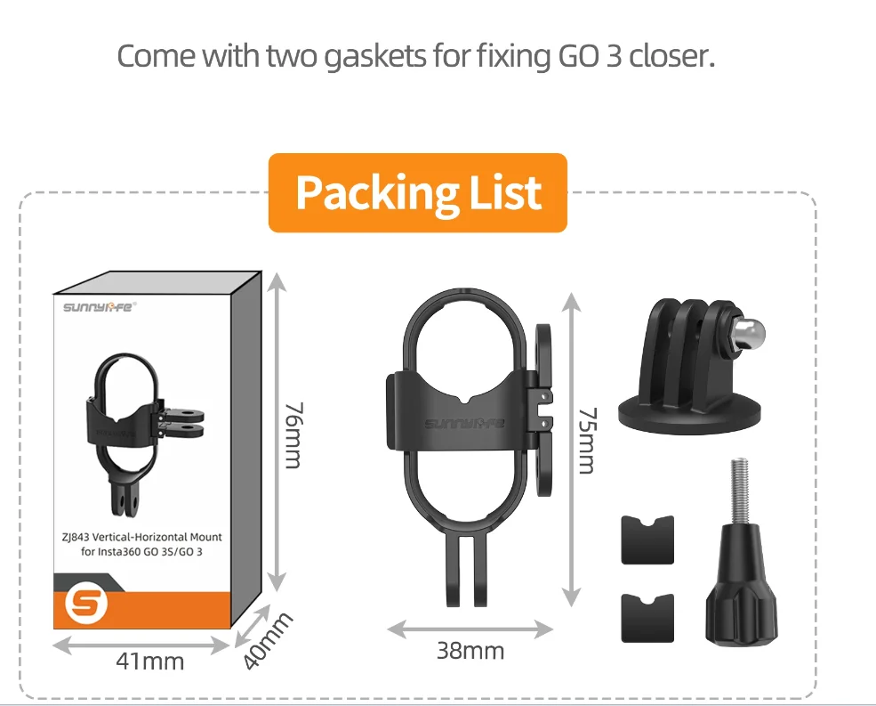 Sunnylife GO 3S Foldable Mount Adapter Expansion Bracket Expansion Quick Release Camera Frame for Insta360 GO 3/3S Accessories