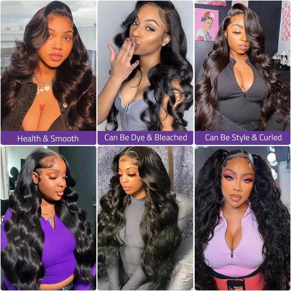 HD شفاف 13x6 الدانتيل الجبهة باروكة من شعر طبيعي البرازيلي الطبيعي الجسم موجة 360 كامل 200% الكثافة الدانتيل الباروكات الأمامية قبل قطعها #3