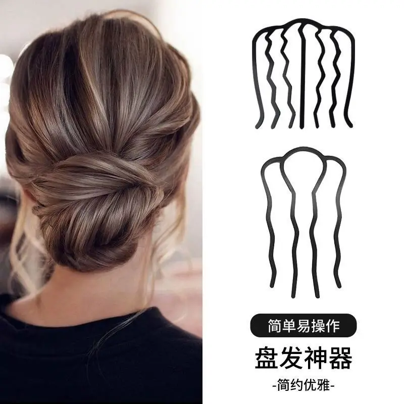 Black Metal Hair Fork Clip Women Hair Pin Combs Messy Bun Hairpin Clip Side Combs Updo Sticks Hair Styling Tool