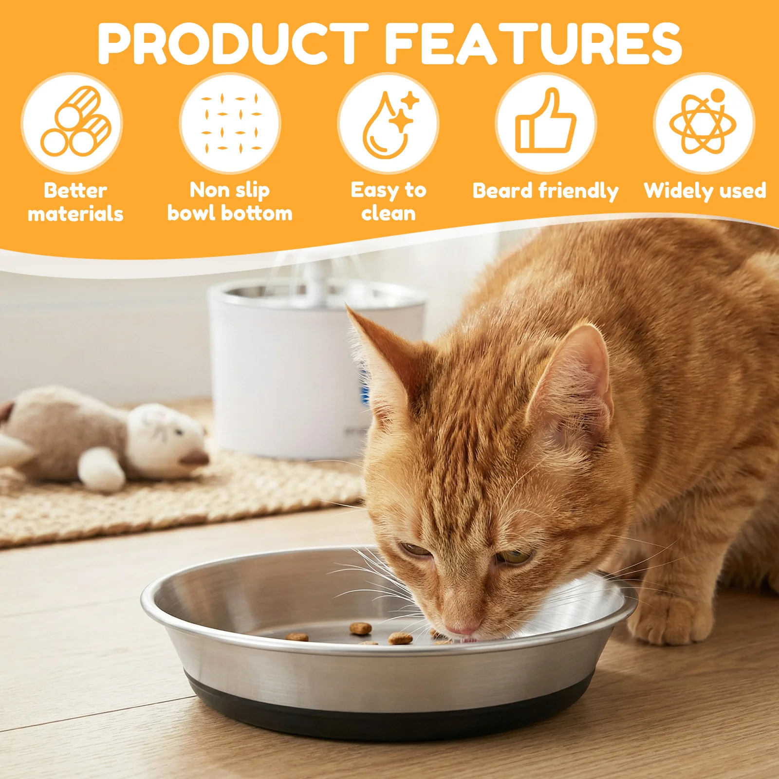 2/4Pcs Stainless Steel Cat Bowl 15cm Wide Mouth Cat Water Bowl Non Slip Cat Food Bowl Whisker Fatigue Feeding Plate Pet Supplies