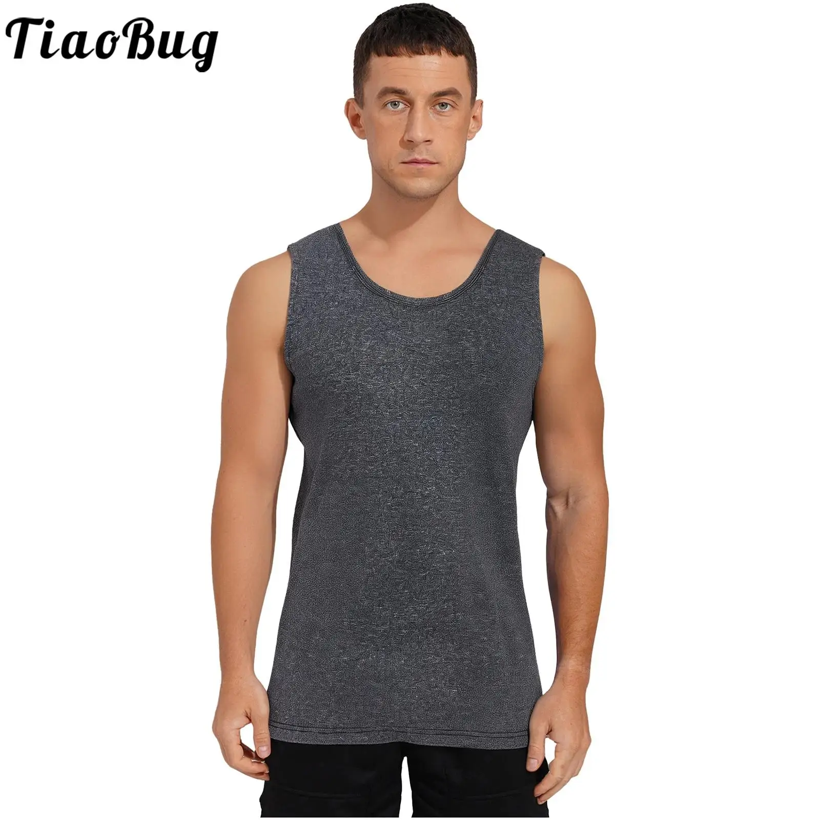 

Solid Color Men Women Snapping on Post Shoulder Surgery Tank Top Crew Neck Sides and Arms Full Opening Vest Chemo Clothing