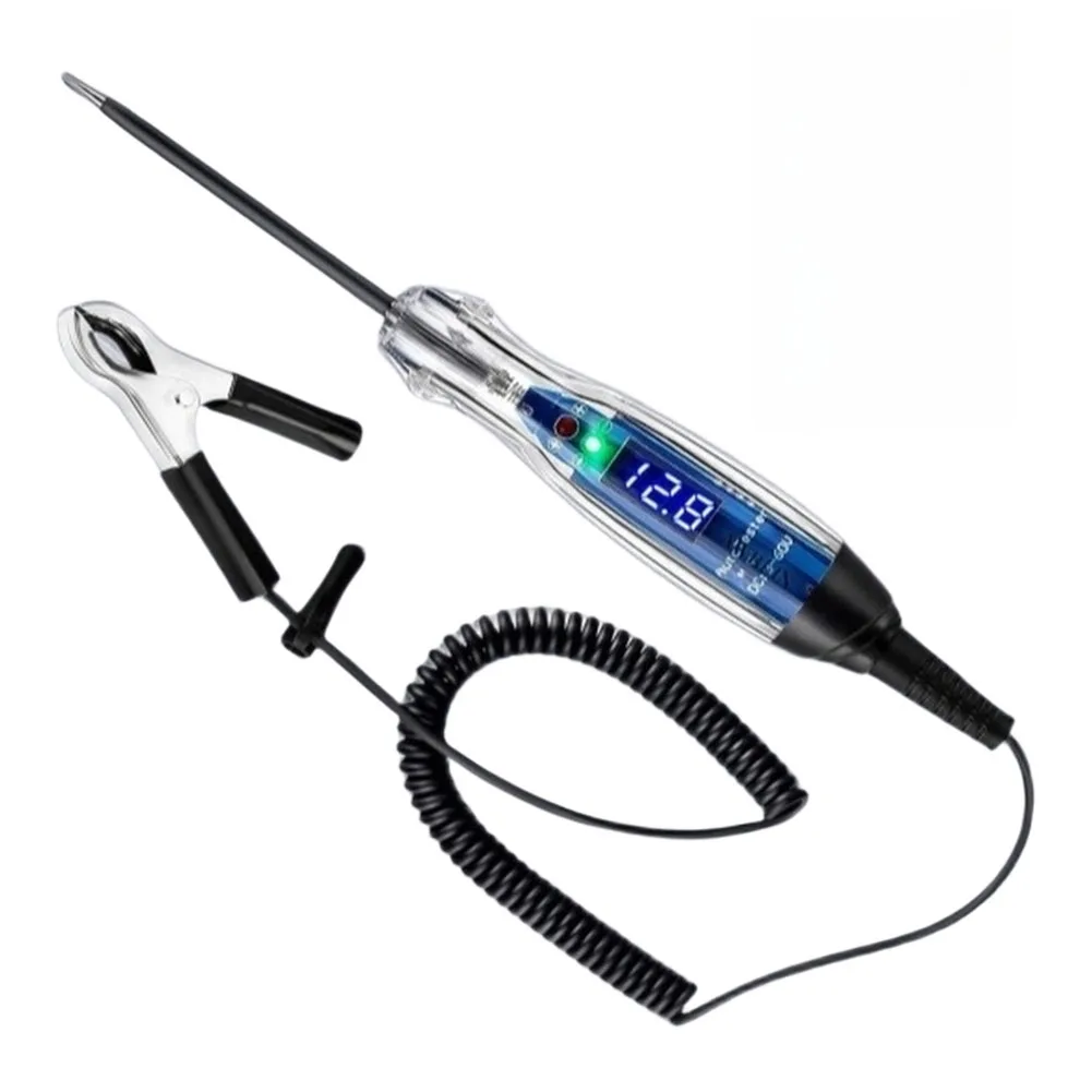 Automotive LED Circuit Tester with Digital Voltmeter Display Stretchable Spring Wire and Anti Bend Tail Wire Construction