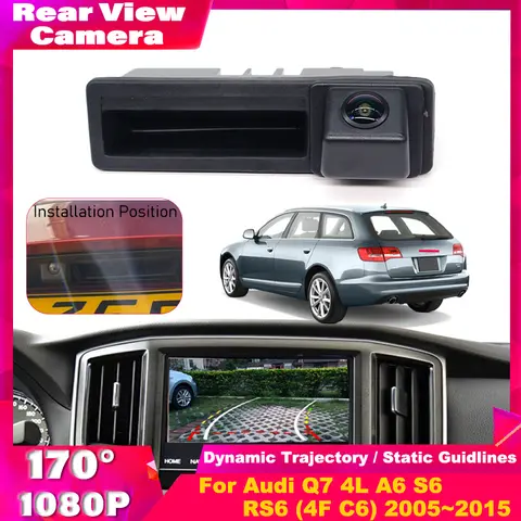 CCD HD 어안 후방 카메라, 아우디 Q7 4L A6 S6 RS6 (4F C6) 2005 ~ 2015 용, 자동차 트렁크 핸들 역방향 주차 모니터, 야간 투시경