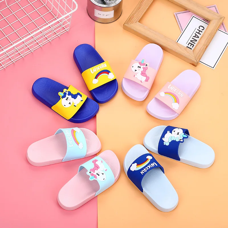 

Cute Unicorn Kids Slippers for Girls Boys, Cartoon Rainbow Soft Slides, Children's Indoor Outdoor Sandals
