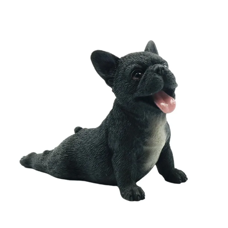 

New French Bulldog tongue out small French bucket car ornament simulation animal dog model French bull