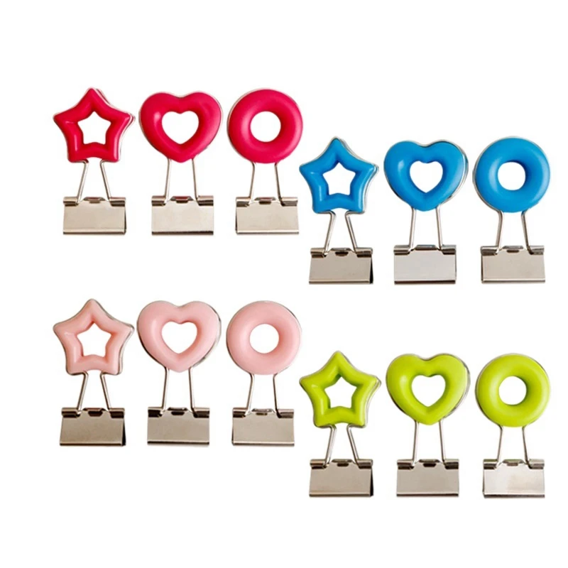 12 Pcs Binder Clips Paper Clamps 4 Colors Paper Binder Clip Long Tail Clip with Holess Metal Fold Back Clips with Box