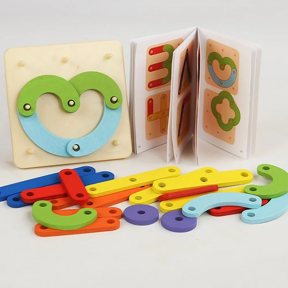 Kreatives geometrisches Stecktafel-Puzzle aus Holz, lustiges, leichtes Puzzle-Brettspiel, Montessori-Spiel, pädagogisch