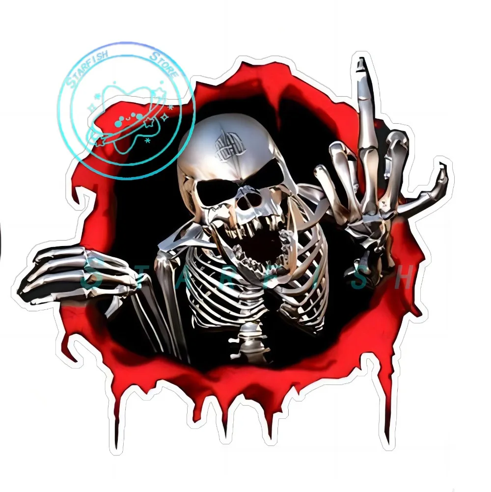 Skull Middle Finger Fun Car Window Car Decoration Sticker PVC Material Waterproof and Sunscreen Spray Coating Technology