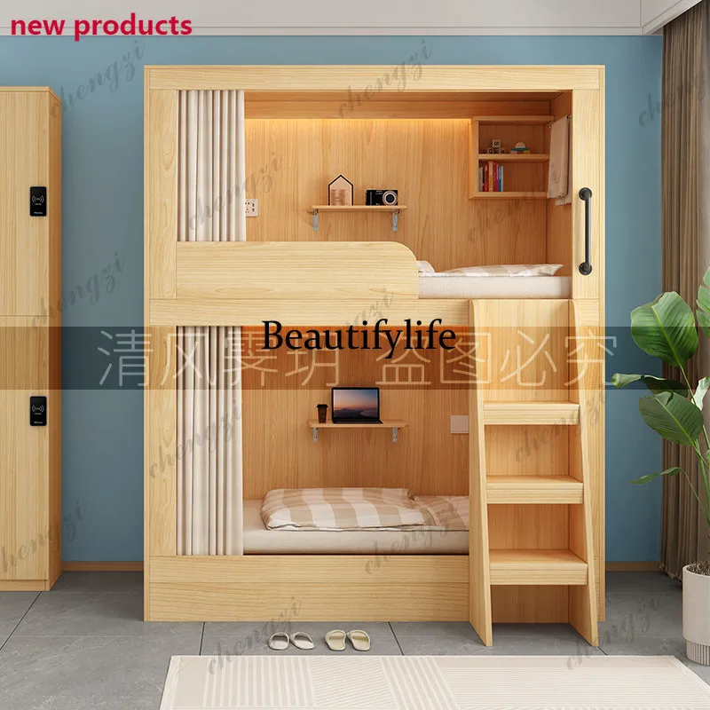 Upper and lower beds Bunk beds Youth Hostel Upper and lower bunk apartment   Custody class Student dormitory bedsA68