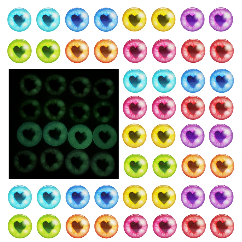 5-25 Pairs Heart Pupil Animal Toy Eyes Luminous Evil Dragon Eye 6mm to 30mm Handmade Glass Photo Cabochons for Jewelry Toy Decor