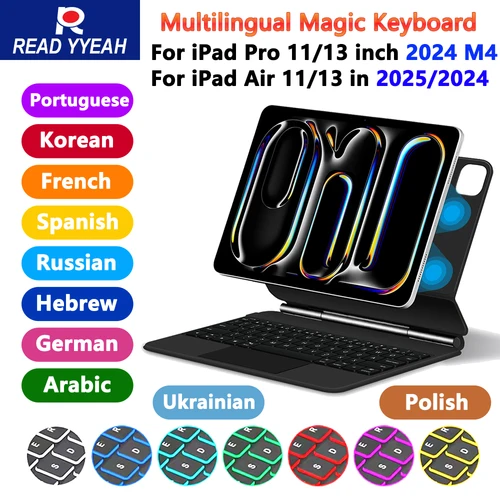 LEER YYEAH teclado mágico para iPad Air 11 13 pulgadas M2 funda iPad Air 11 13 2025 M3 funda inteligente para iPad Pro 11 13 2024 M4