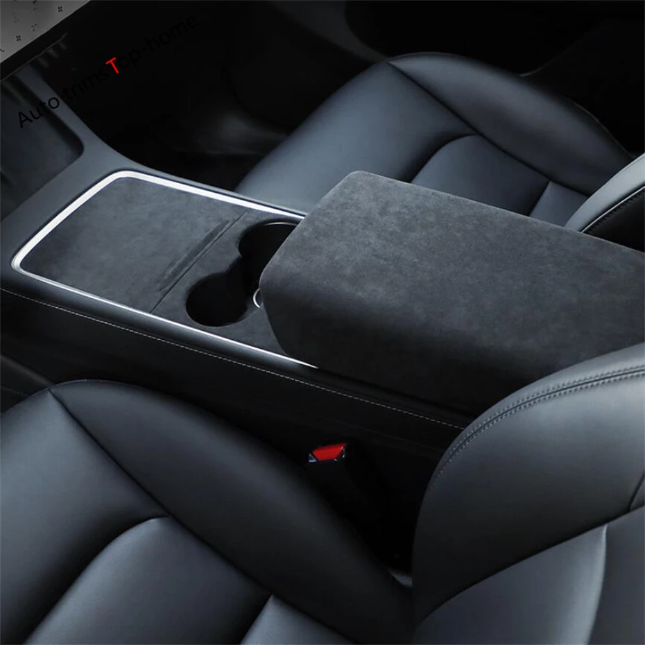 Suede Style Window Lift Button Rear Air AC Vent Water Cup Panel Cover Trim Accessories For Tesla Model 3 / Model Y 2018 - 2022