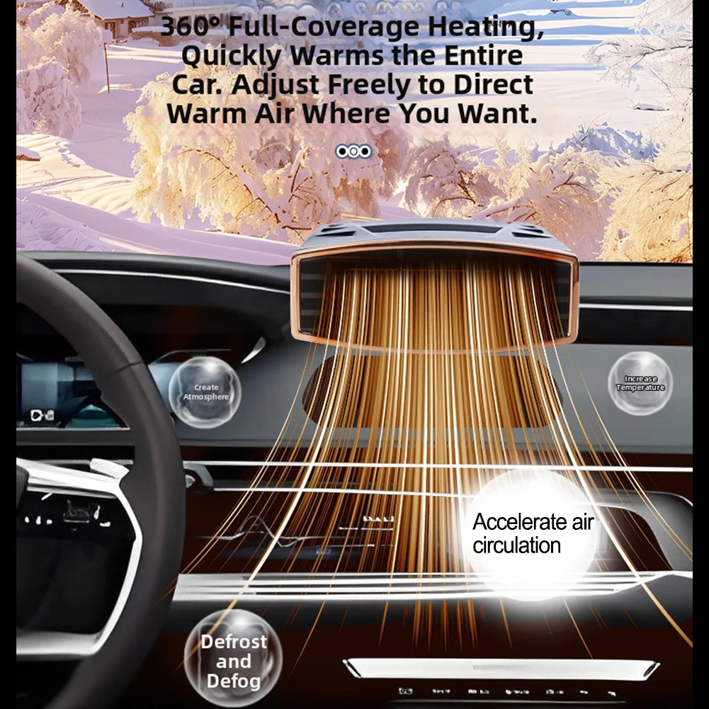 

Автомобильный обогреватель и вентилятор 12 В 200 Вт для быстрого нагрева, охлаждения, размораживания, осушения, подходит для большинства автомобилей, зимнего использования