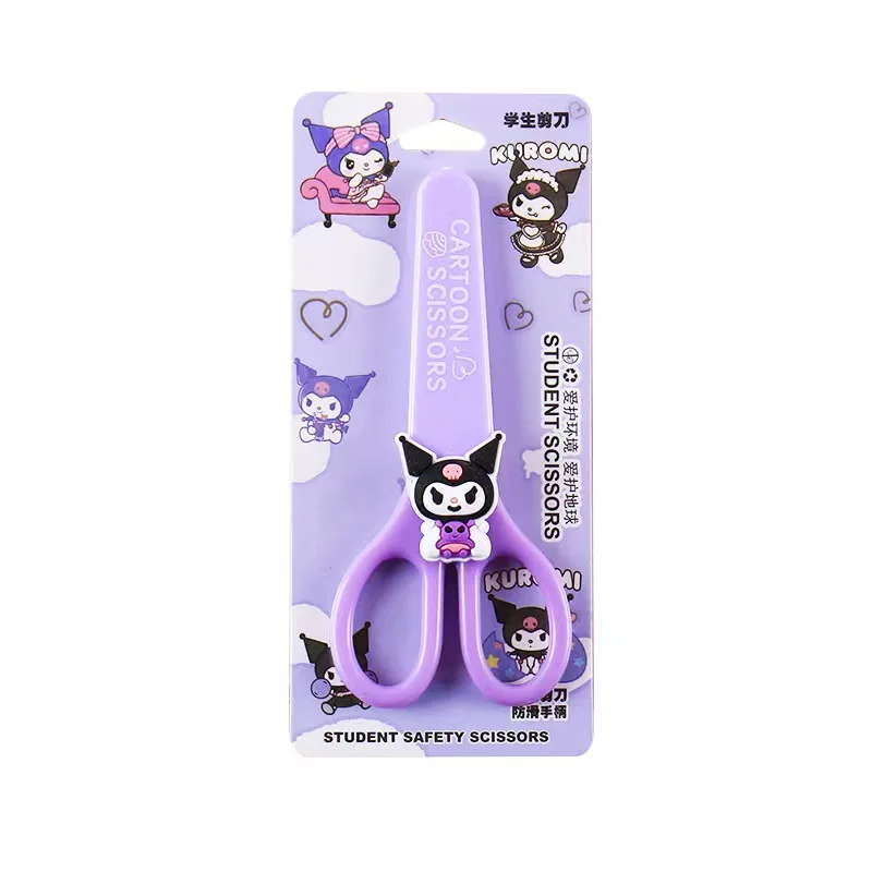 Sanrio Kuromi Cinnamoroll Melody Hand Made Scissors Kawaii Children Safety Silicone Shell Kid Stationery School Supplies Gift