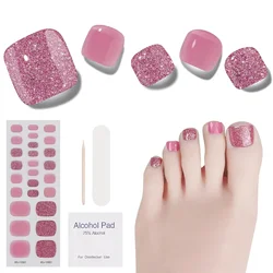 Toe Gel Nail Sticker Solid Color Semi Curing Gel Nail Decals Pure Toe Gel Nail Wraps Phototherapy Oil Foil Nail Art Decorations