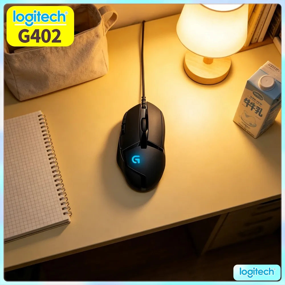 Logitech G402 Wired Gaming Mouse 32‑Bit ARM Chip Wear‑Resistant Outer Shell For Long‑Duration MOBA Strategy Game Playing
