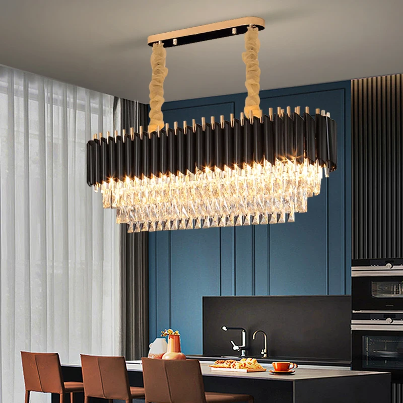 Plafonnier LED suspendu en cristal au design nar, design moderne, éclairage d'intérieur, luminaire décoratif de plafond, idéal pour un salon, une salle à manger ou une cuisine