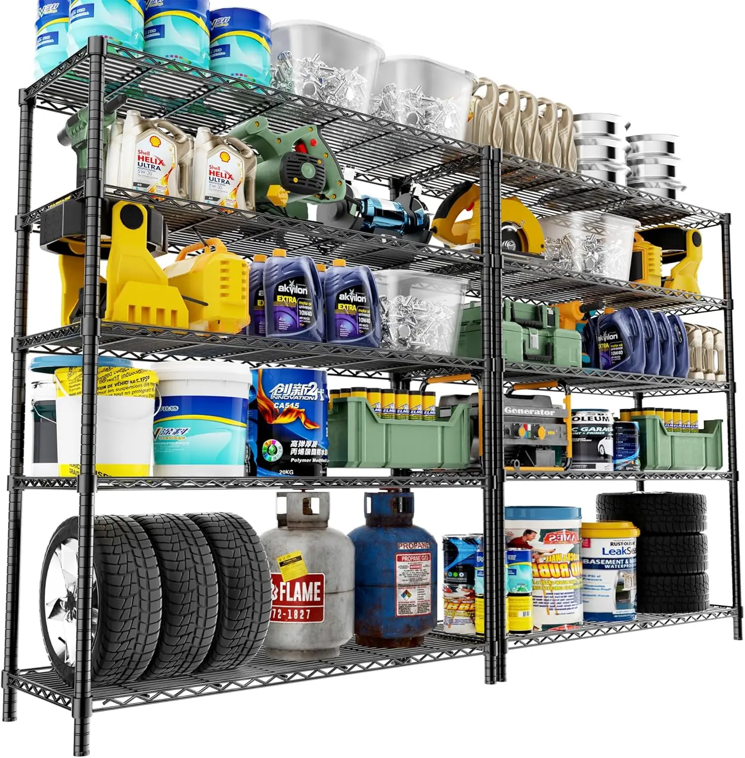 

Storage Shelves Heavy Duty, 2 PCS 48" L x 20" W x 72" H Garage Wire Shelving Unit Loads 2000LBS, 5-tier Adjustable Metal Industr