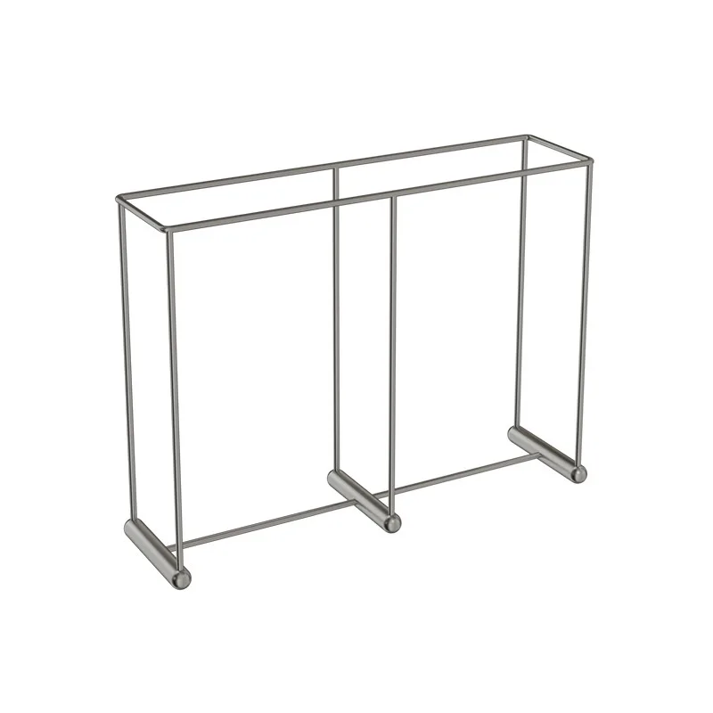 

Clothing store display rack, stainless steel brushed silver, floor-to-ceiling mid-island rack