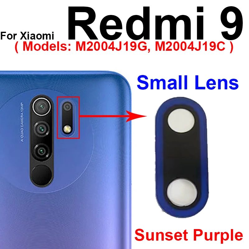 Big and Small Lens Back Rear Camera Glass Lens With Sticker For Xiaomi Redmi 9 M2004J19G M2004J19C Back Camera Glass Lens Parts