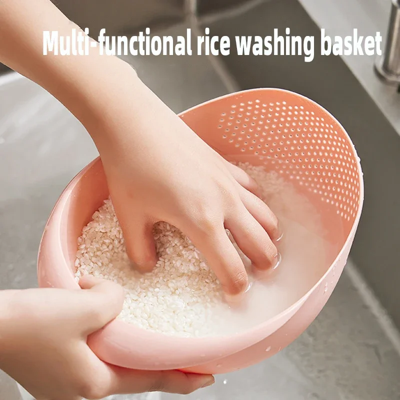 1pcs Rice Sieve Plastic Colander Sieve Rice Washing Filter Strainer Basket Kitchen Tools Food Beans Sieve Fruit Bowl Drainer