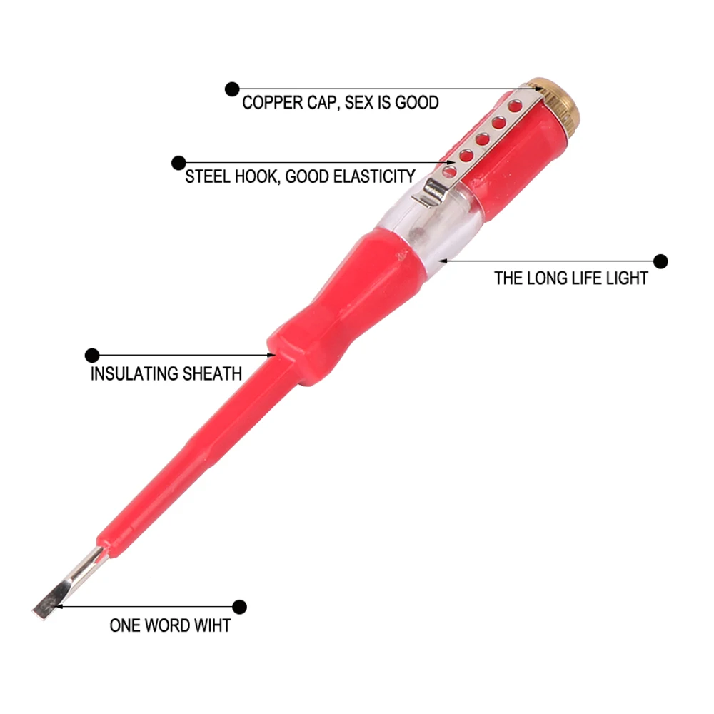 Portable LED Voltage 100-500V Test Pen Tester Flat Screwdriver Socket Detector Screw Driver Repair Electrician Tools