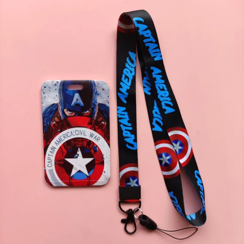 Disney Superhero Card Holder Lanyard Men's Anime Card Holders Business Card Case Hanging Rope Employee ID Case Protector