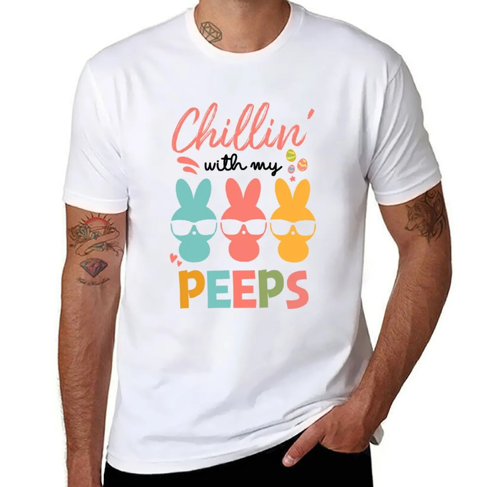 

Copy of Chillin With My Peeps Easter , Happy Easter, Funny Easter T-Shirt men t shirt cotton 100% T-Shirt