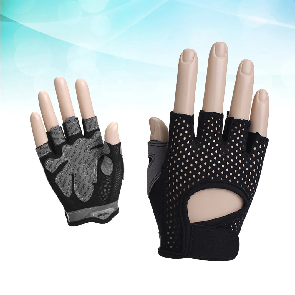

Women'S Fitness Training Gloves Black Size Half Finger Anti-Slip Palm Gym Workout Protective Gloves For Strength Exercise