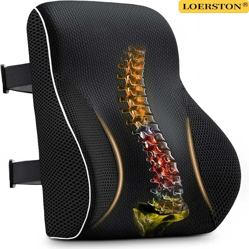 Non-Slip Lumbar Support Pillow Memory Foam Relieve Back Pain Car Seat Waist Cushion Soft Comfortable For Office Home Car