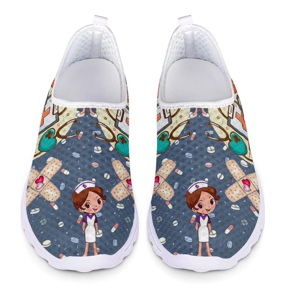 

Doctor Nursing Printed Summer Ladies Flats Shoes Female Walking Shoes Slip On Sneakers Soft Loafers Women Footwear Big Size 2022