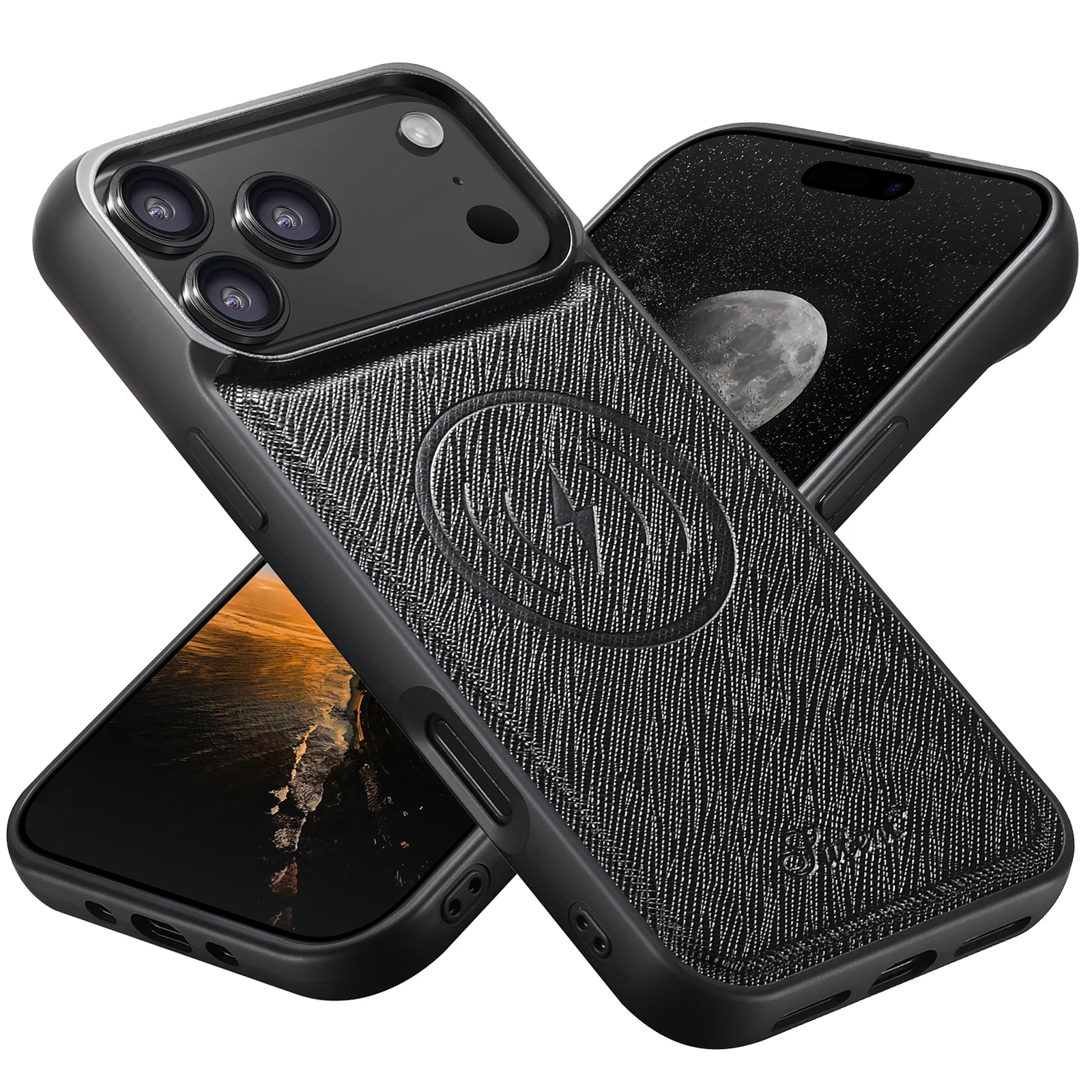 SUTENI Wireless Charging Phone Case  Matte Texture Luxury Faux Leather Magnet For iPhone 17 Pro Max 16 Plus 15 14 13 12 view 2
