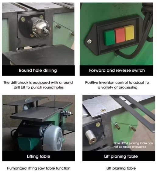 

new three-in-one electric automatic planer table is 220V, with engine and motor core components