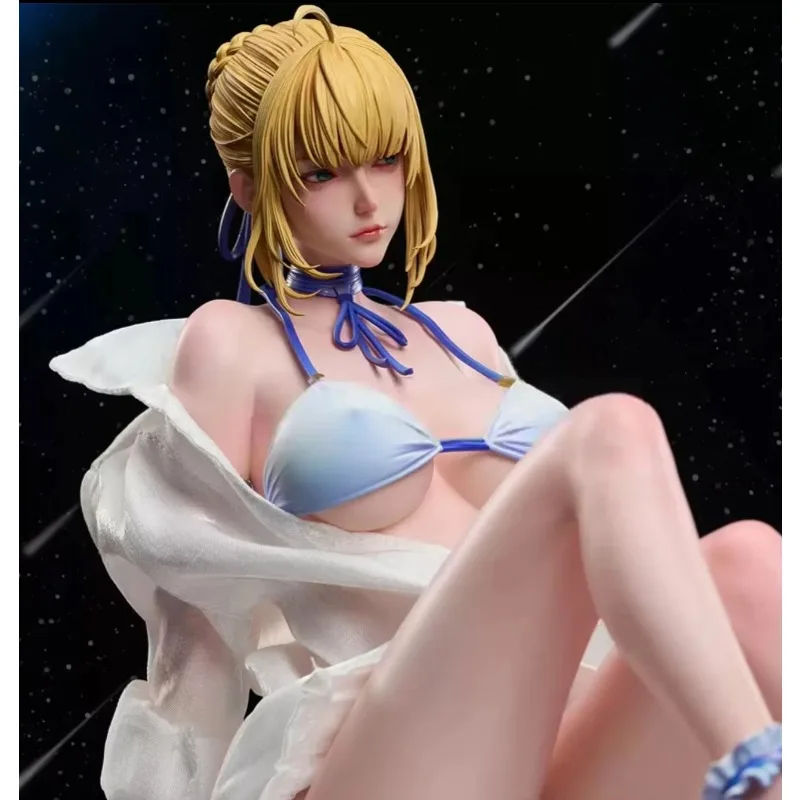 Fate/Stay Night Saber Figure - Artoria Pendragon PVC Statue - 19cm Anime Girl Action Model Collectible Toy Gift (Swimsuit Ver.)