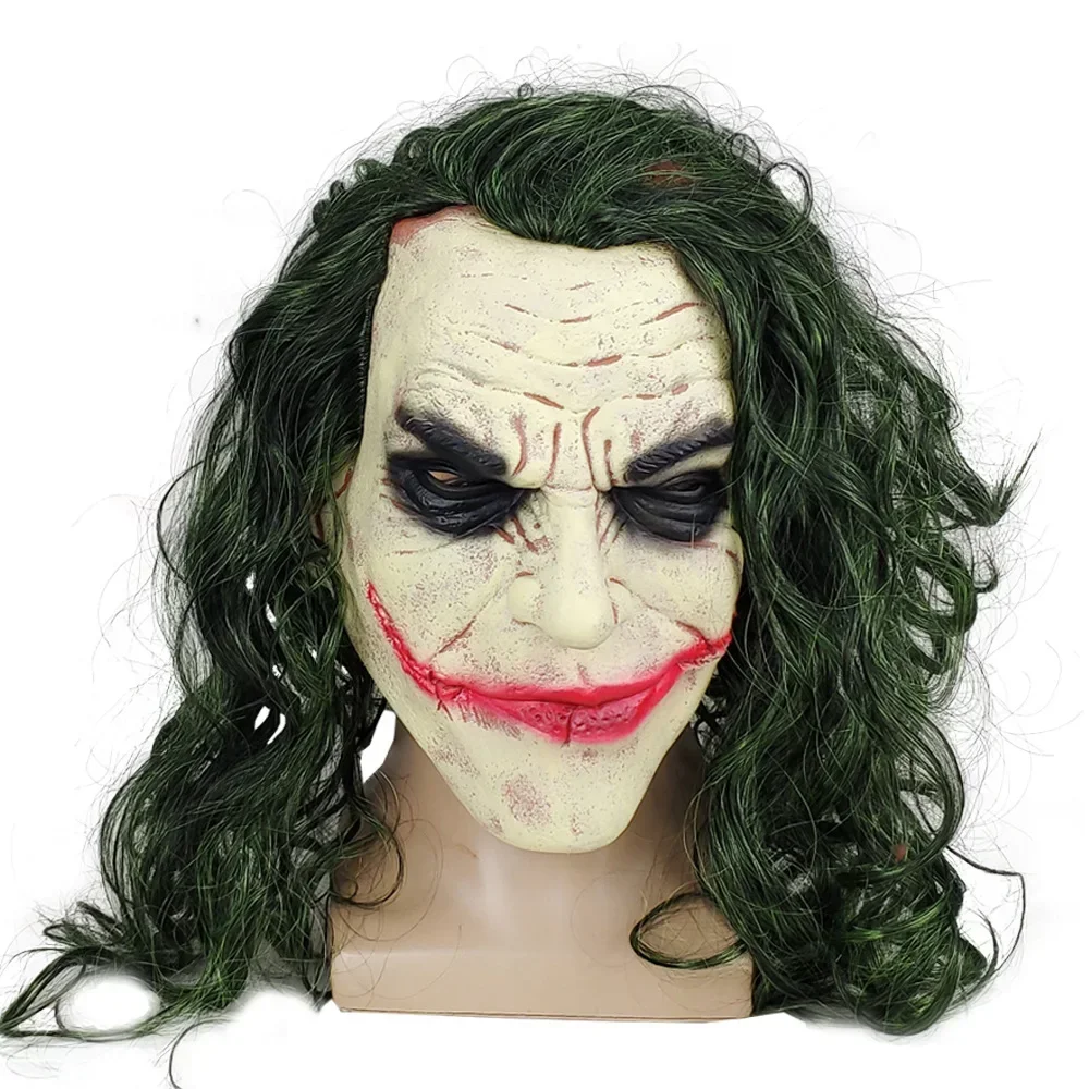 Heath Ledger Clown Joker Latex Masker Halloween Pruik Hoofddeksel Cosplay Prop