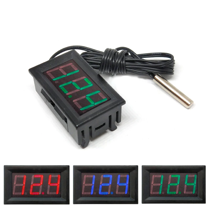 0.56 inch Temperature Sensor Module Meter Detector With Sensors Probe DC 5-12V Thermometer LED Digital Tester Panel