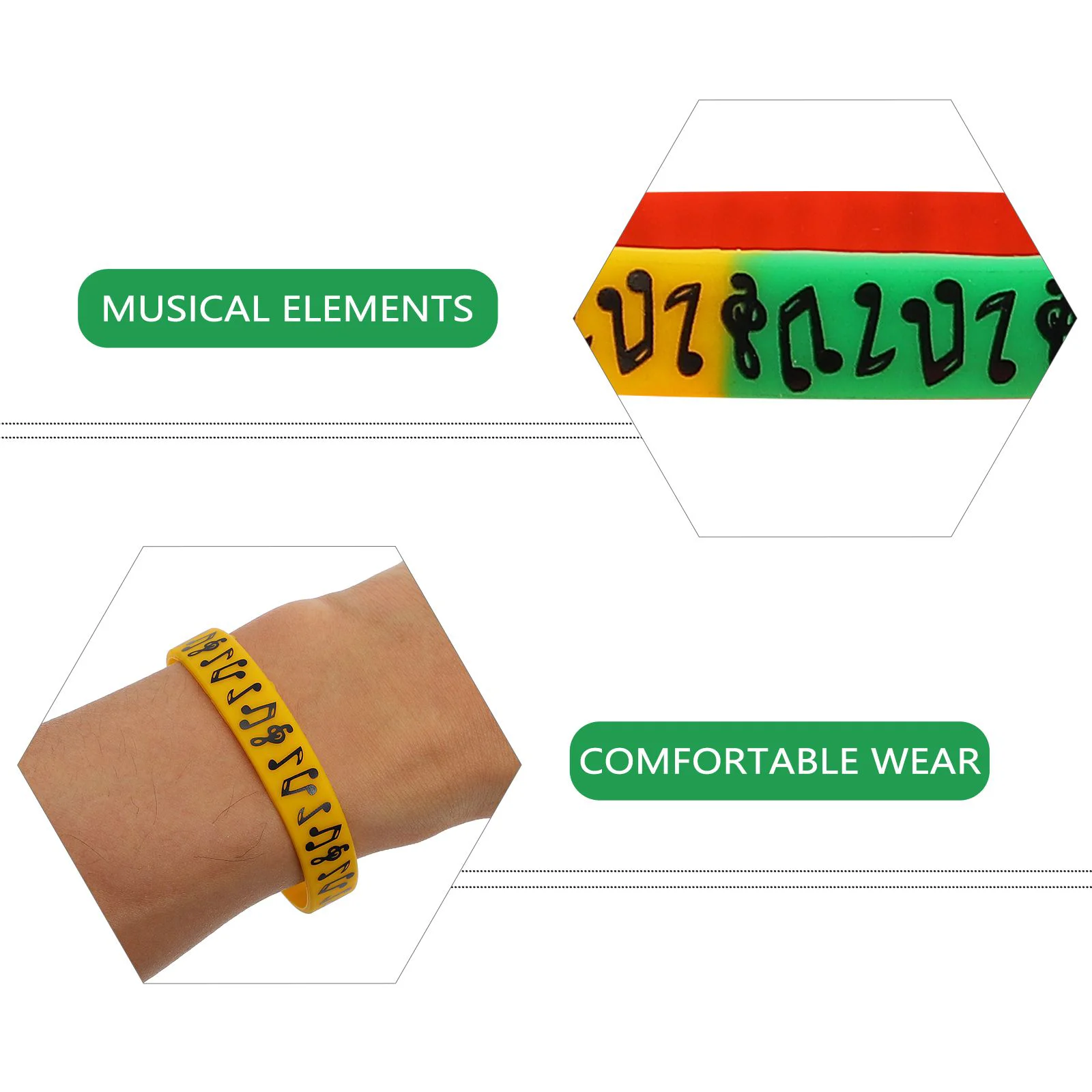 10 Pcs Music Note Silicone Hand Concert Bracelets Festival Wristbands Bangles Candy Silica Gel Bulk Student