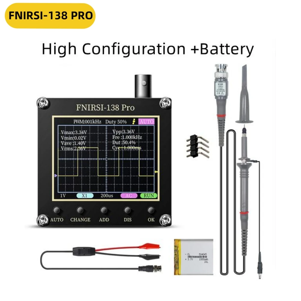 FNIRSI-138 PRO Handheld Digital Oscilloscope 2.5MSa/s 200KHz Analog Bandwidth Support AUTO 80Khz PWM And Firmware Update